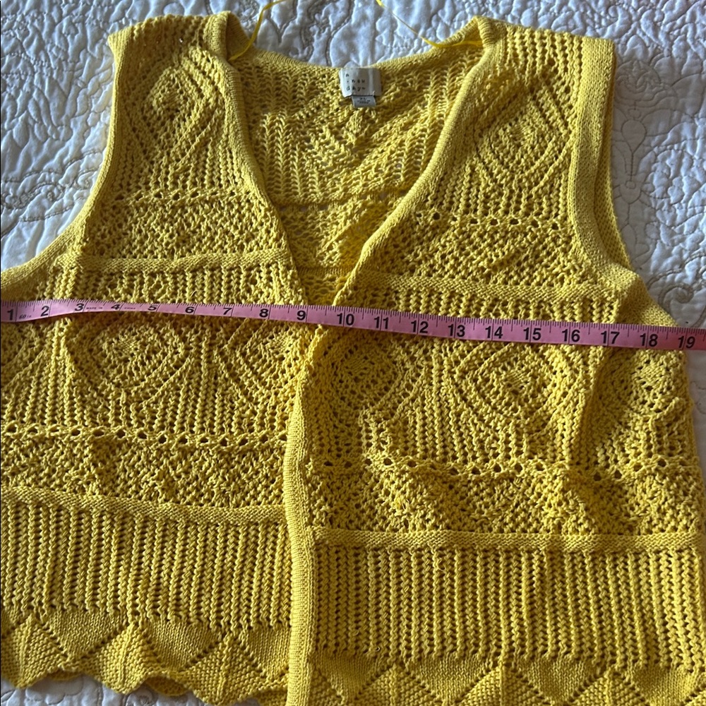 Two Target Knit Cardigan Vest Sunny Yellow and Cream - Picture 2 of 5